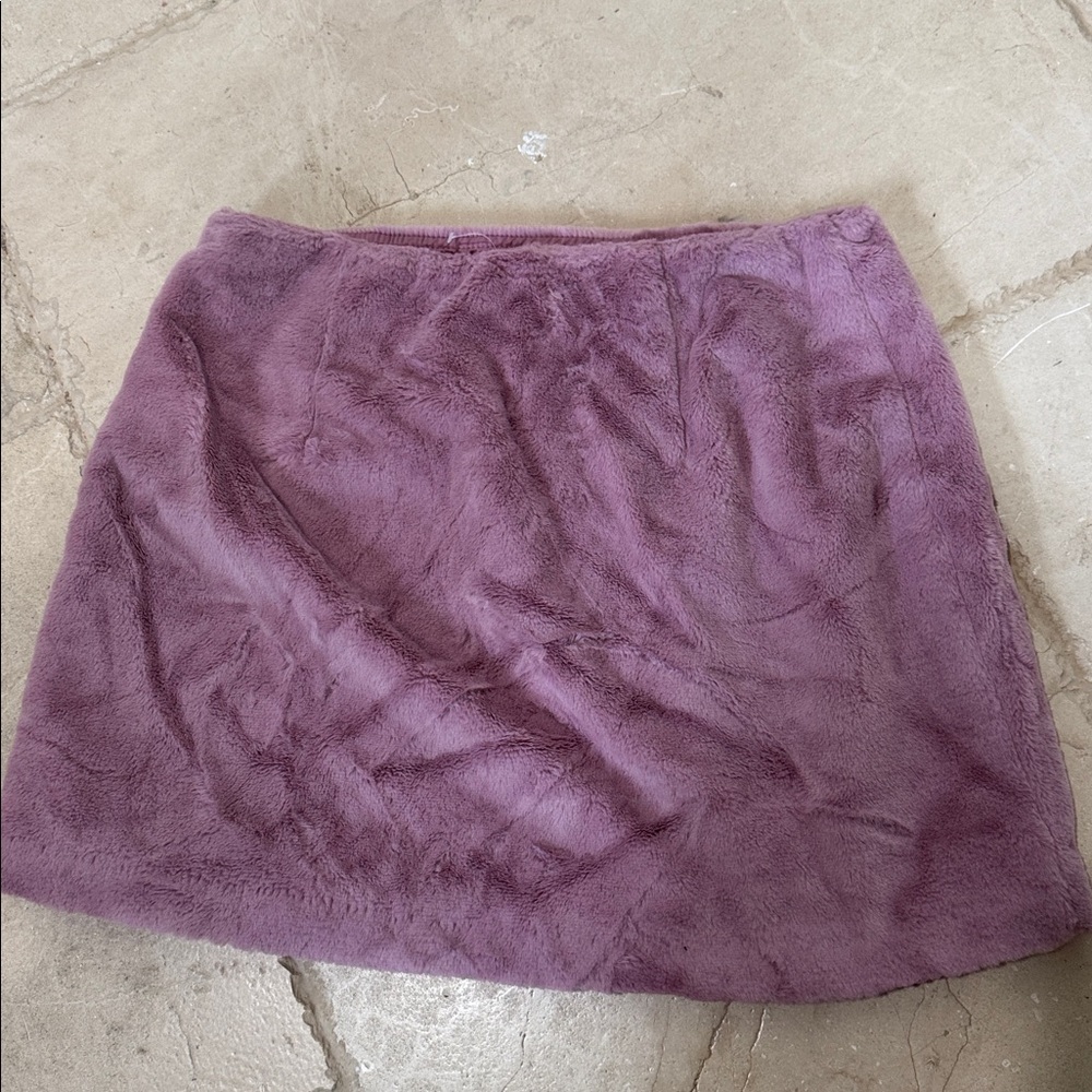 🔴5 for $25 Purple pink Faux Fur Mini Skirt Sz L - Picture 2 of 2